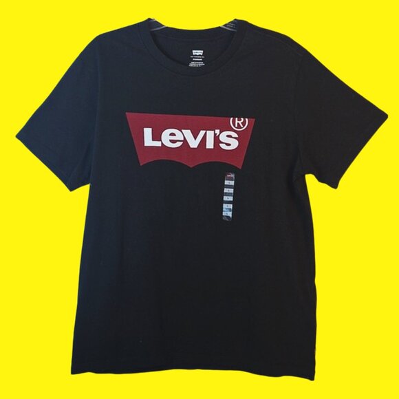 LEVI'S NWT Black Casual Red Logo Short Sleeved Tee shirt - Picture 1 of 6